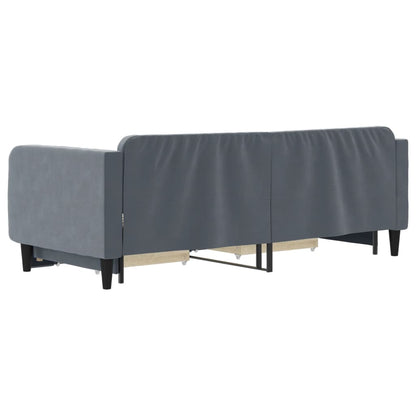 Slaapbank onderschuifbed en lades 90x200 cm fluweel donkergrijs