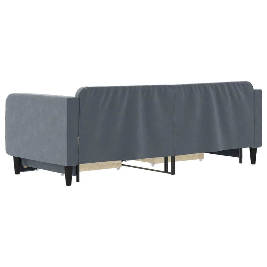 Slaapbank onderschuifbed en lades 90x200 cm fluweel donkergrijs