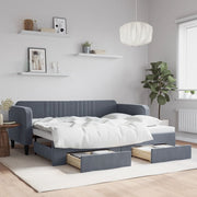 Slaapbank onderschuifbed 90x200 cm donkergrijs fluweel