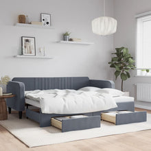 Slaapbank onderschuifbed en lades 90x200 cm fluweel donkergrijs