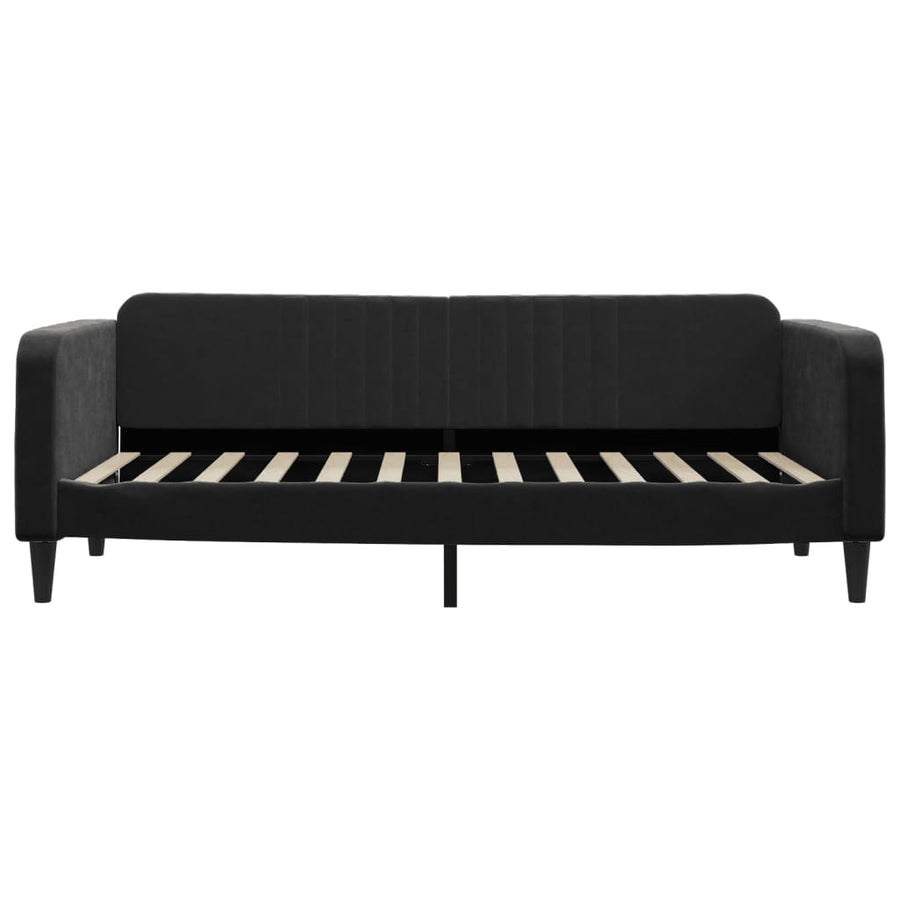 Slaapbank S Fluweel 90 x 200 cm Zwart met onderschuifbed en lade