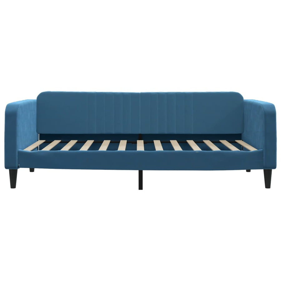 Slaapbank S Fluweel 100 x 200 cm Blauw met onderschuifbed en lade