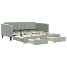 Slaapbank Onderschuifbed En Lades Fluweel 100 x 200 cm Lichtgrijs met onderschuifbed en lade