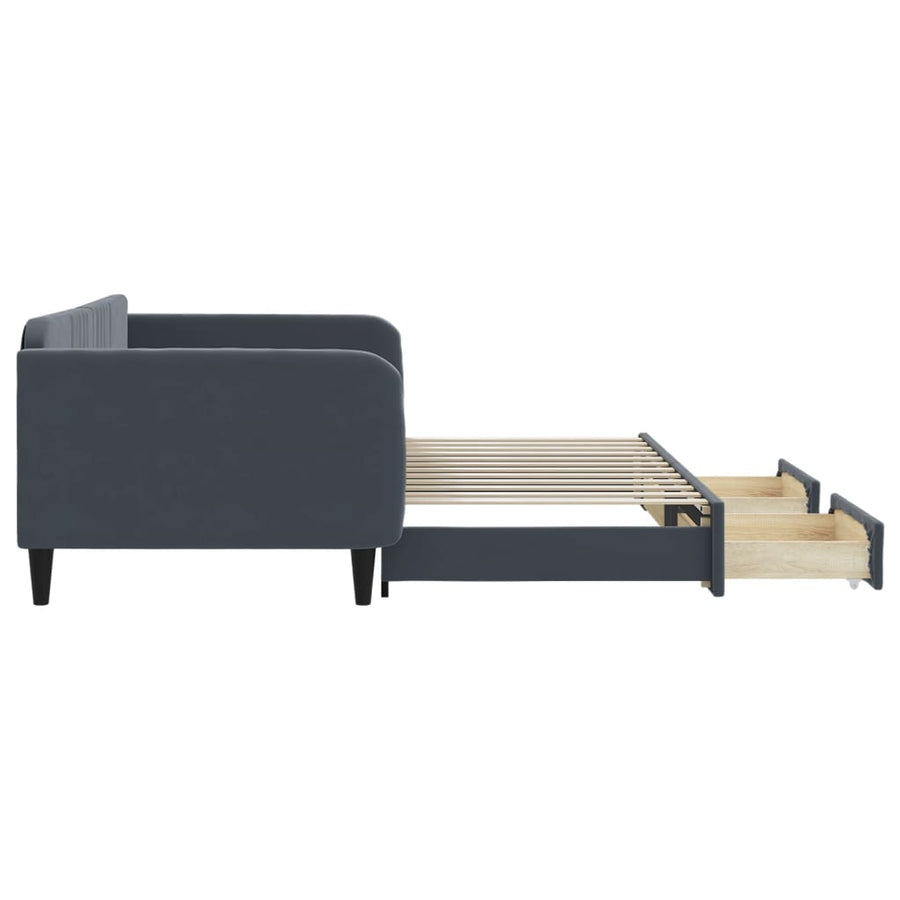 Slaapbank onderschuifbed lades 100x200 cm fluweel donkergrijs