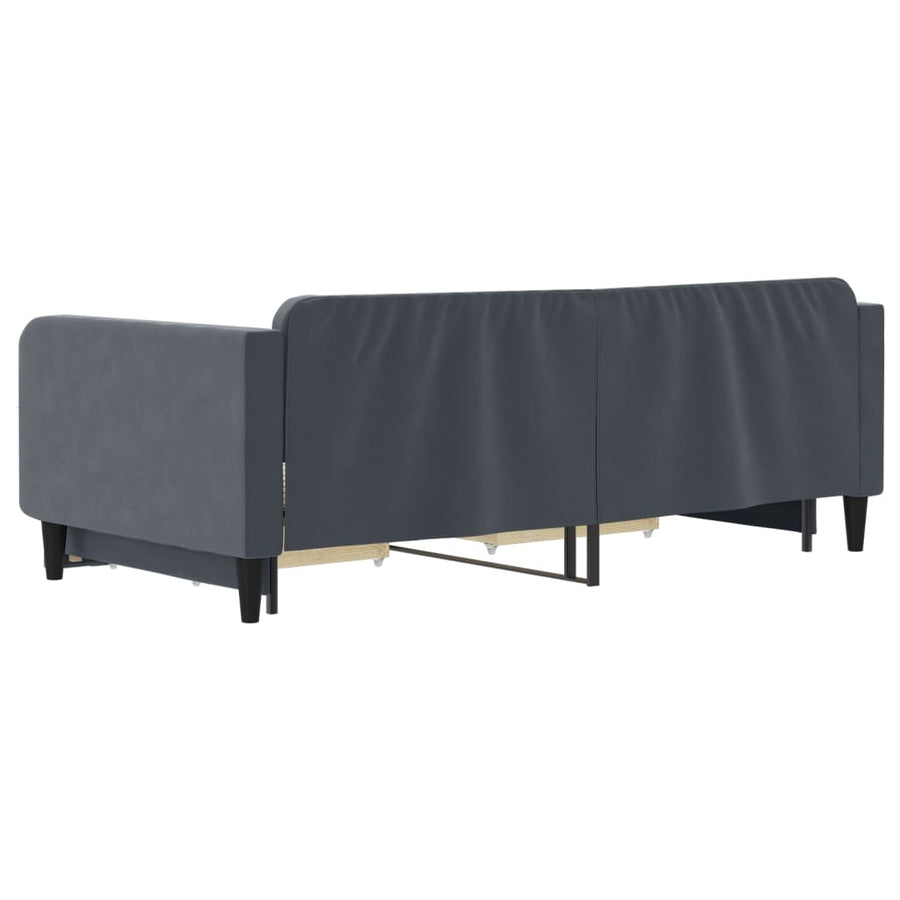 Slaapbank onderschuifbed lades 100x200 cm fluweel donkergrijs