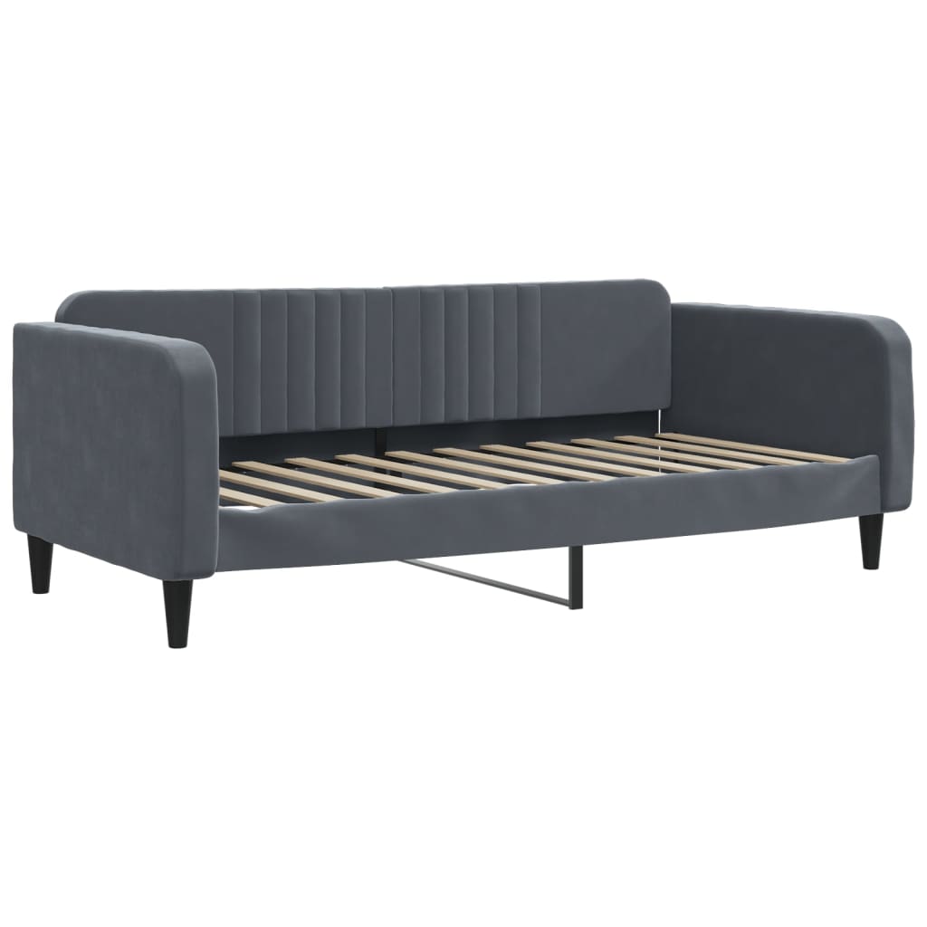 Slaapbank onderschuifbed lades 100x200 cm fluweel donkergrijs