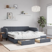 Slaapbank onderschuifbed 100x200 cm fluweel donkergrijs