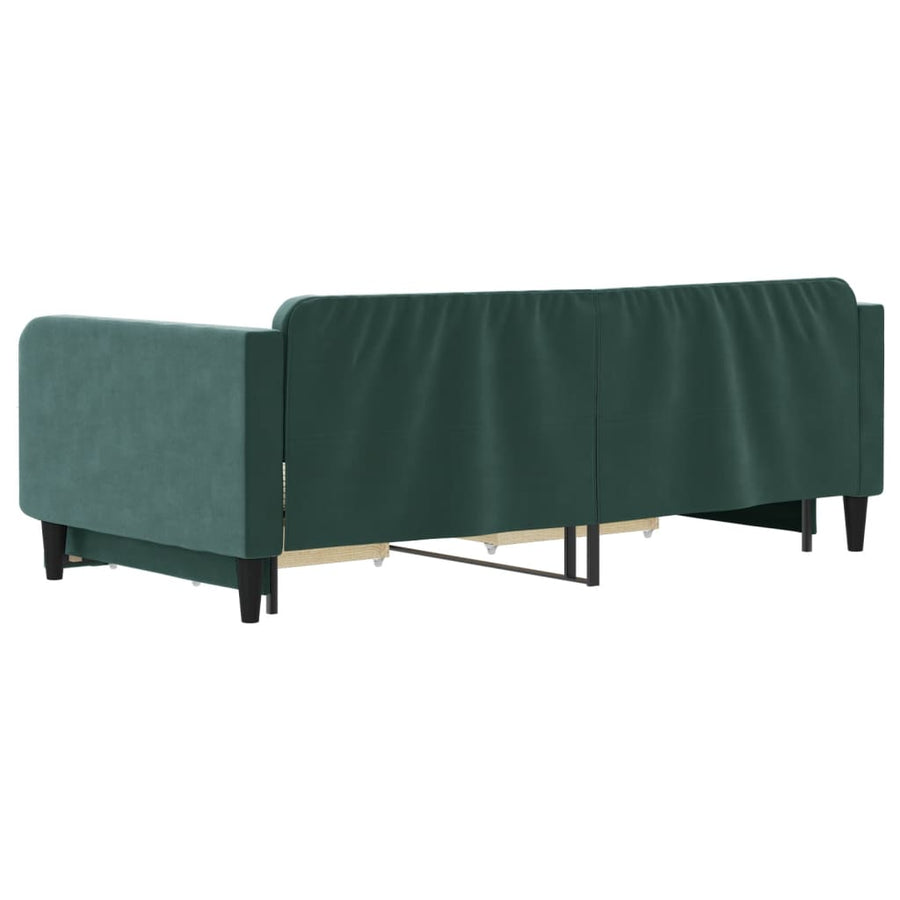 Slaapbank Onderschuifbed Lades Fluweel Donkergroen 100 x 200 cm met onderschuifbed en lade