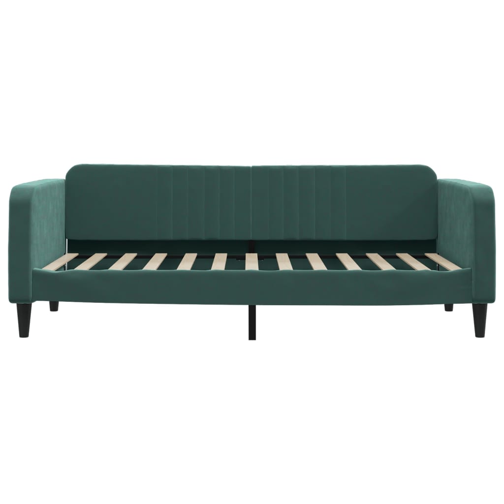 Slaapbank Onderschuifbed Lades Fluweel Donkergroen 100 x 200 cm met onderschuifbed en lade