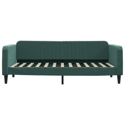 Slaapbank Onderschuifbed Lades Fluweel Donkergroen 100 x 200 cm met onderschuifbed en lade