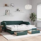 Slaapbank onderschuifbed 100x200 cm donkergroen fluweel
