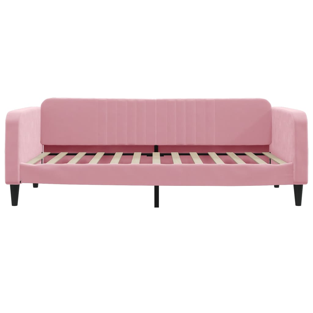 Slaapbank met onderschuifbed en lades 100x200 cm fluweel roze