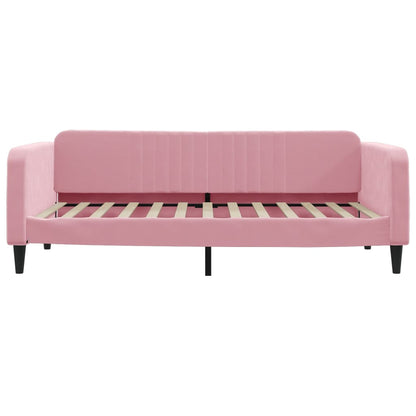 Slaapbank met onderschuifbed en lades 100x200 cm fluweel roze