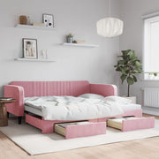 Slaapbank met onderschuifbed 100x200 cm roze