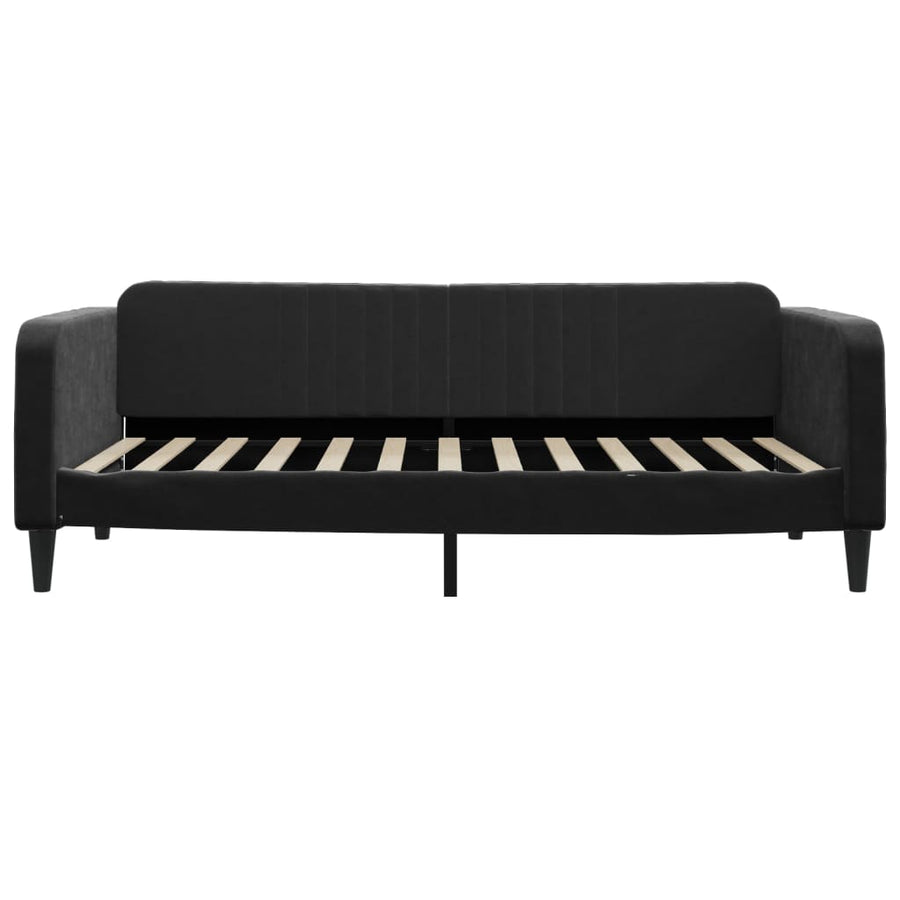 Slaapbank S Fluweel 100 x 200 cm Zwart met onderschuifbed en lade