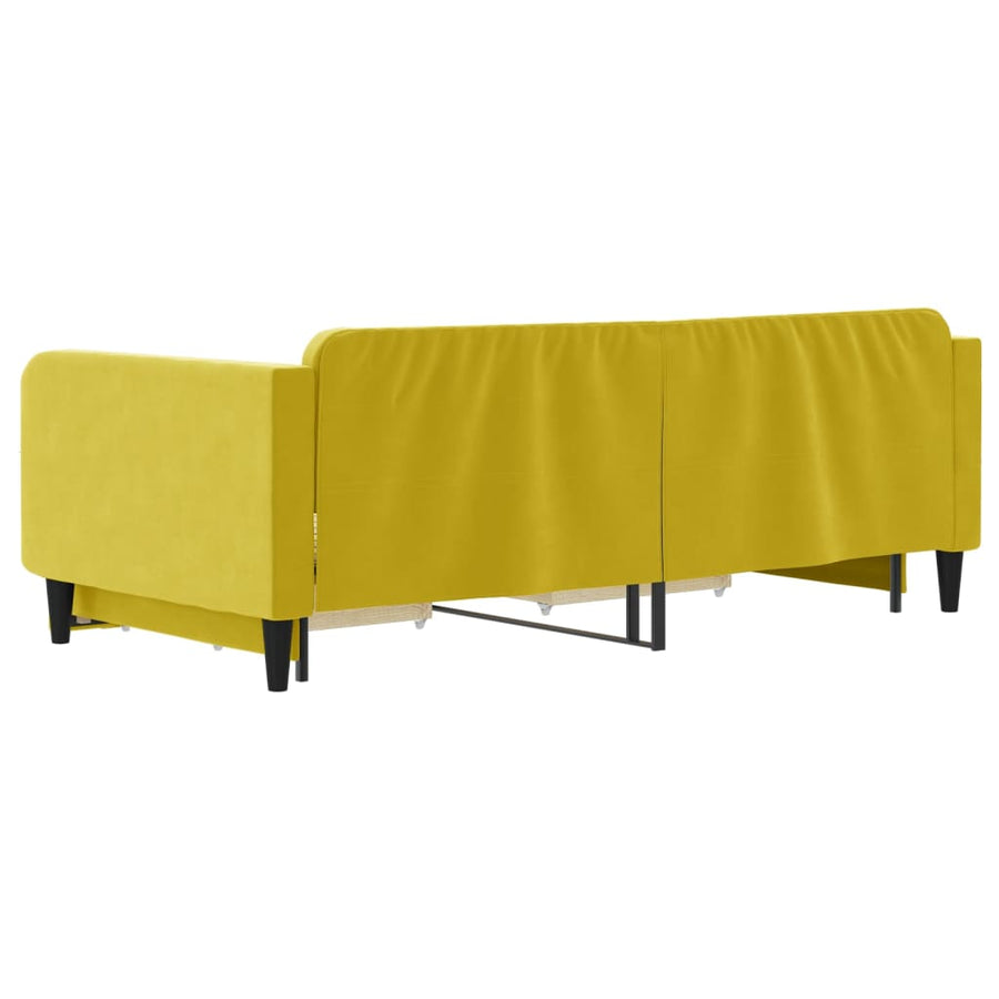 Slaapbank S Fluweel 100 x 200 cm Geel met onderschuifbed en lade