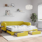 Slaapbank met onderschuifbed 100x200 cm geel fluweel