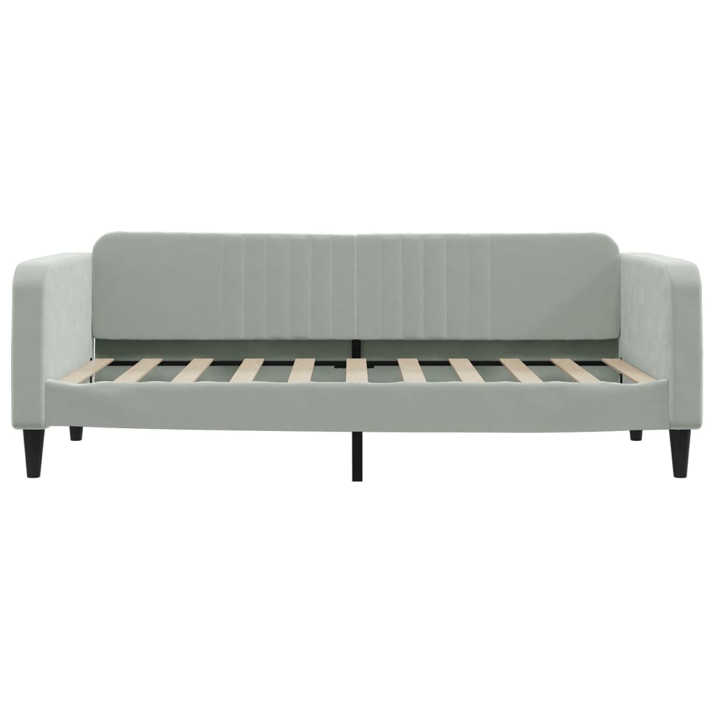 Slaapbank Onderschuifbed En Lades Fluweel Lichtgrijs 90 x 190 cm met onderschuifbed en lade