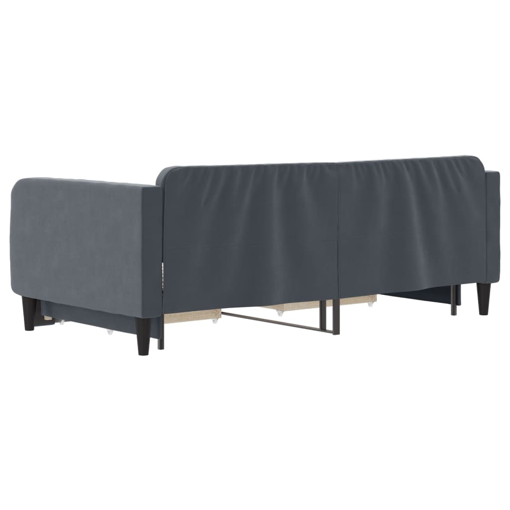 Slaapbank onderschuifbed en lades 90x190 cm fluweel donkergrijs