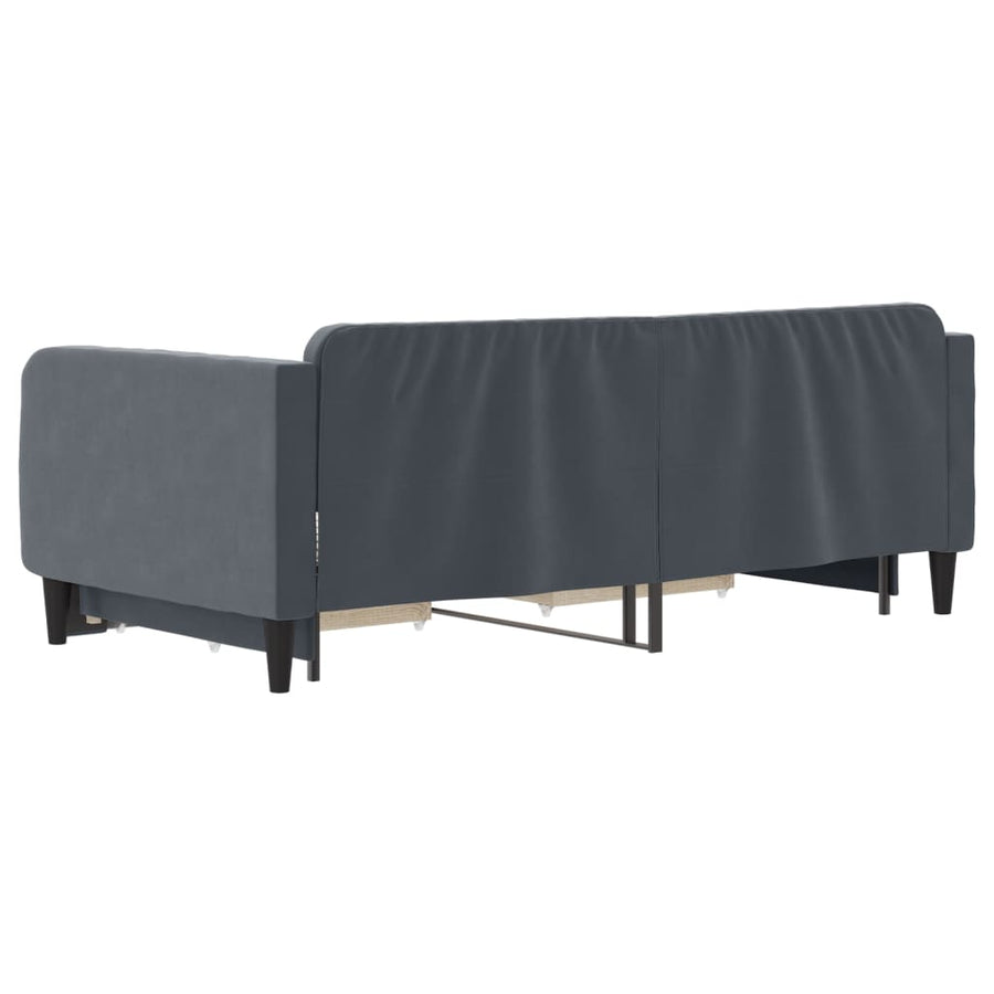 Slaapbank onderschuifbed en lades 90x190 cm fluweel donkergrijs
