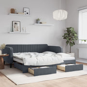 Slaapbank onderschuifbed 90x190 cm fluweel donkergrijs