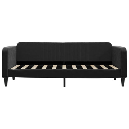Slaapbank S Fluweel Zwart 90 x 190 cm met onderschuifbed en lade