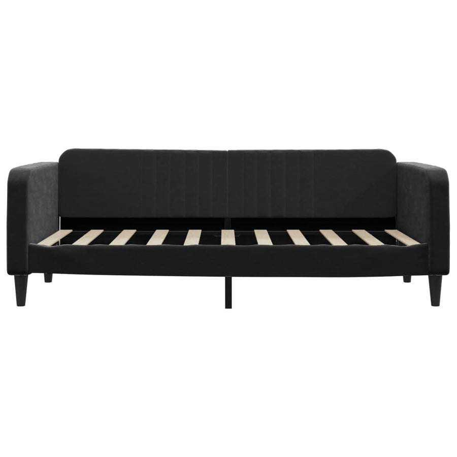 Slaapbank S Fluweel Zwart 90 x 190 cm met onderschuifbed en lade