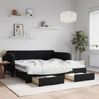 Slaapbank met onderschuifbed en lades 90x190 cm zwart fluweel