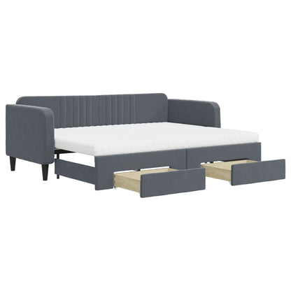 Slaapbank Onderschuifbed En Lades Fluweel 80 x 200 cm Donkergrijs
