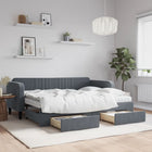 Sofa bed with trundle and drawers 80x200 cm velvet dark grey