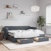 Sofa bed with trundle and drawers 80x200 cm velvet dark grey