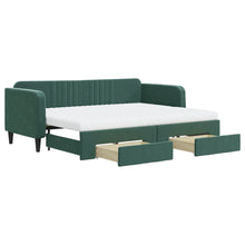 Slaapbank Onderschuifbed En Lades Fluweel Donkergroen 80 x 200 cm met onderschuifbed en lade en matras