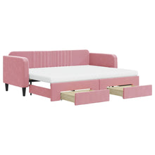 Slaapbank met onderschuifbed en lades 80x200 cm fluweel roze