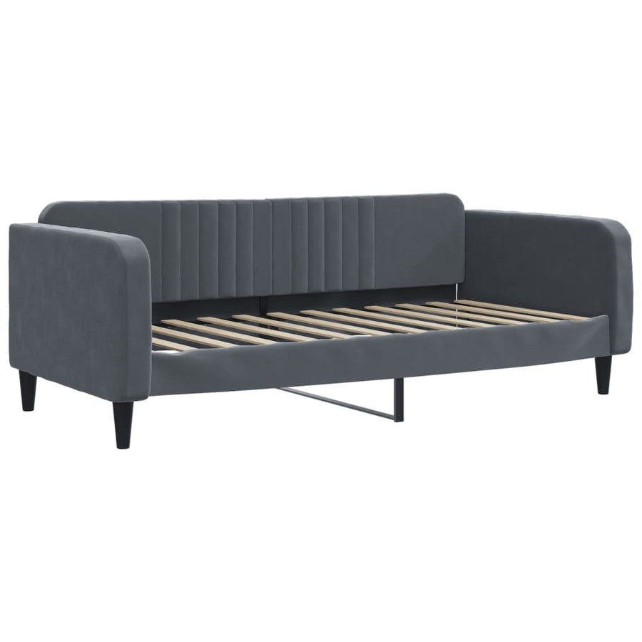 Slaapbank onderschuifbed en lades 90x200 cm fluweel donkergrijs