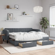 Slaapbank onderschuifbed met lades 90x200 cm donkergrijs fluweel