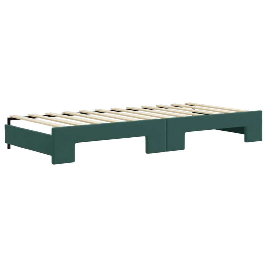Slaapbank Onderschuifbed En Lades Fluweel Donkergroen 90 x 200 cm met onderschuifbed en lade en matras