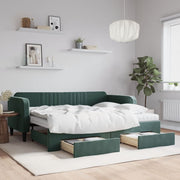 Slaapbank onderschuifbed 90x200 cm fluweel donkergroen