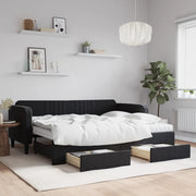 Slaapbank met onderschuifbed 90x200 cm zwart