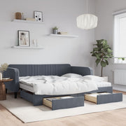 Slaapbank onderschuifbed 100x200 cm donkergrijs fluweel