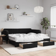 Slaapbank met onderschuifbed en lades 100x200 cm zwart