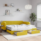 Slaapbank met onderschuifbed 100x200 cm fluweel geel