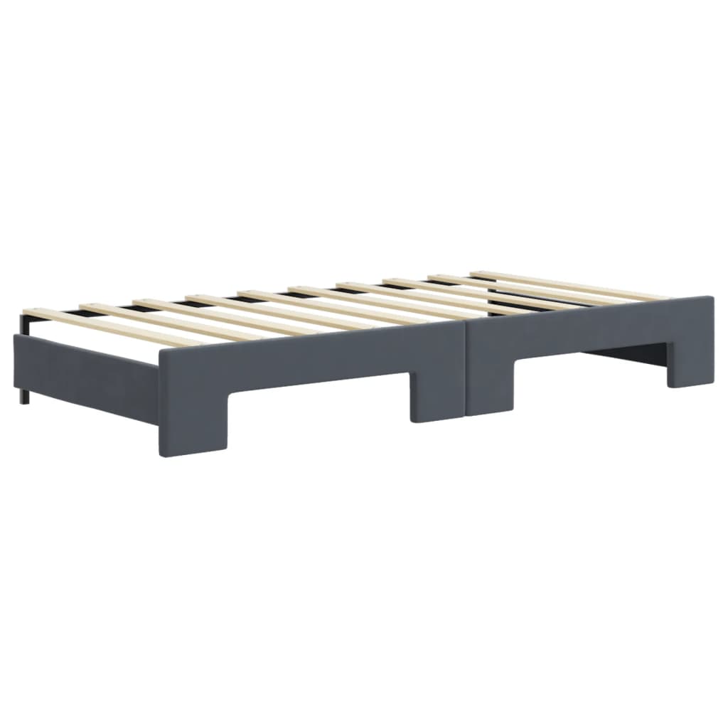 Slaapbank onderschuifbed en lades 90x190 cm fluweel donkergrijs