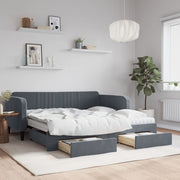Slaapbank onderschuifbed met lades 90x190 cm donkergrijs