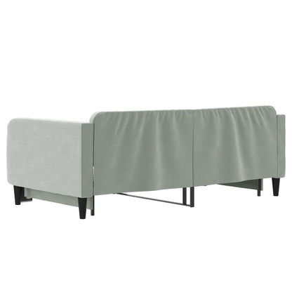 Slaapbank met onderschuifbed 100x190 cm fluweel lichtgrijs
