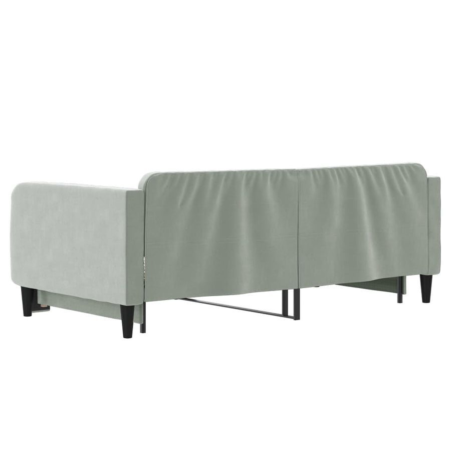 Slaapbank met onderschuifbed 100x190 cm fluweel lichtgrijs