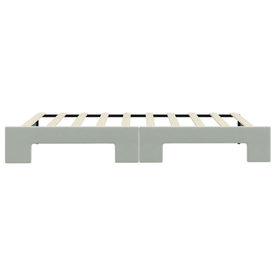 Slaapbank met onderschuifbed 100x190 cm fluweel lichtgrijs