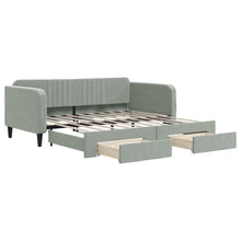 Slaapbank met uitschuifbed lades 100x190 cm fluweel lichtgrijs
