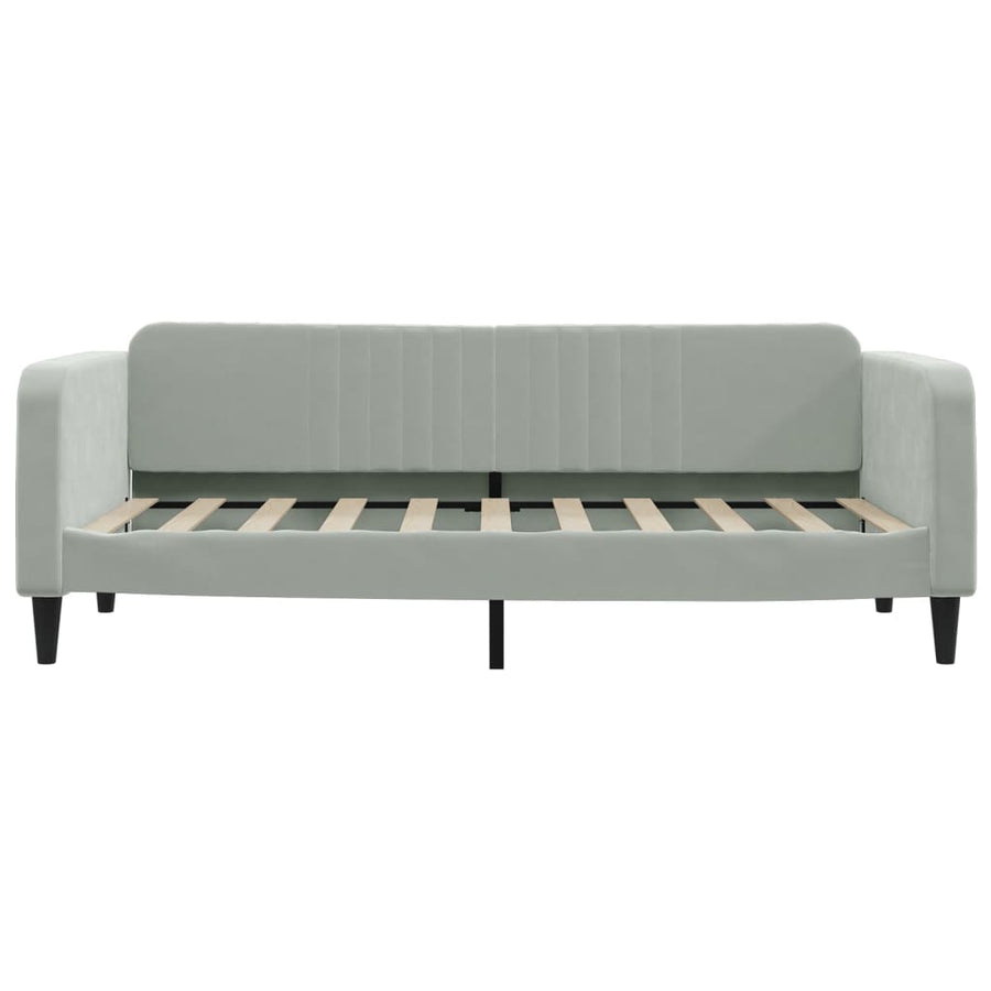 Slaapbank met uitschuifbed lades 100x190 cm fluweel lichtgrijs