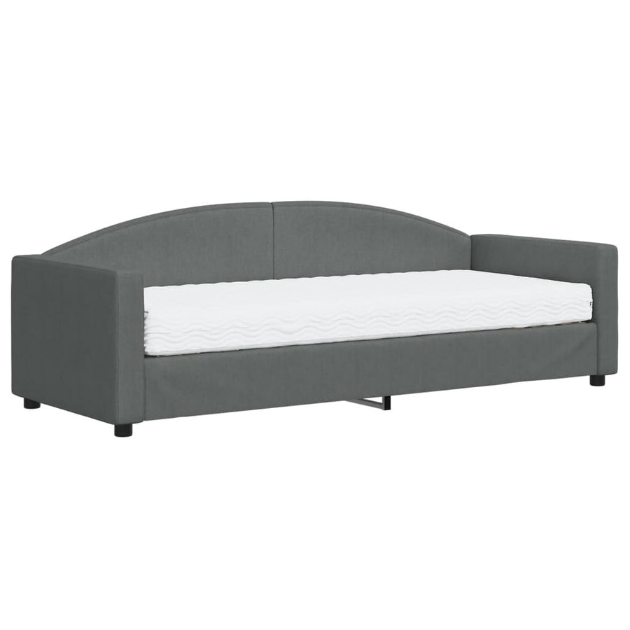 Slaapbank Stof 80 x 200 cm Donkergrijs met matras
