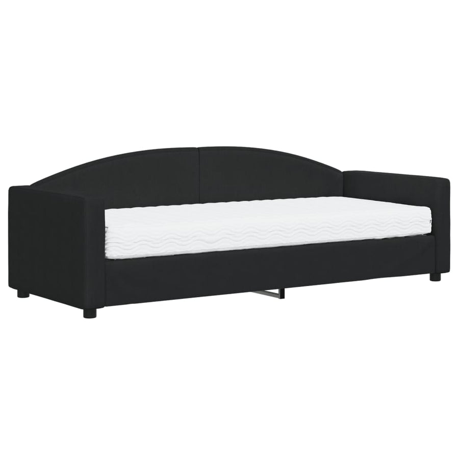 Slaapbank Stof 80 x 200 cm Zwart met matras